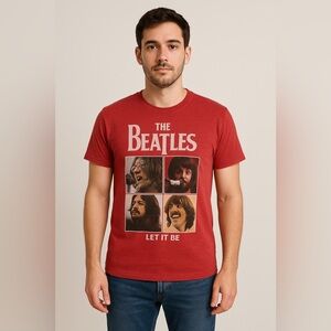 The Beatles “Let It Be” Red Graphic Band T-Shirt Size M